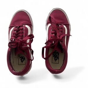 Vans Women's Deep Red and White Sneakers